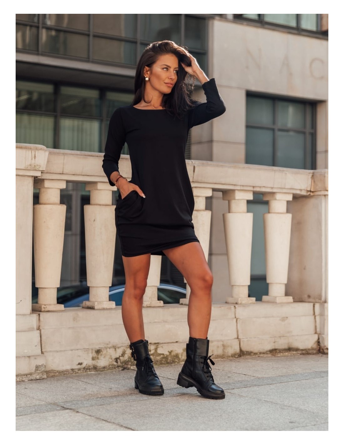 Casual black bauble dress 9988 - Online store - Boutique